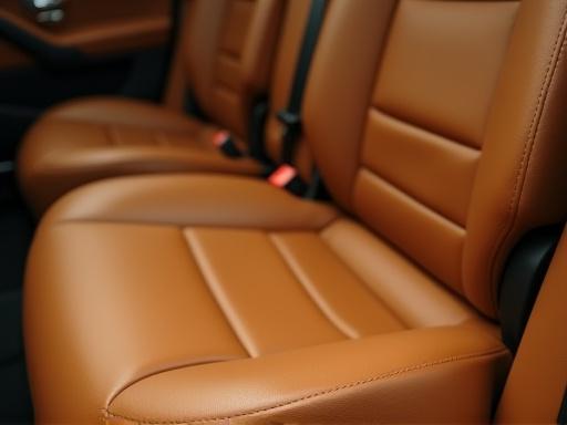 Interni in pelle di un'auto perfettamente puliti.